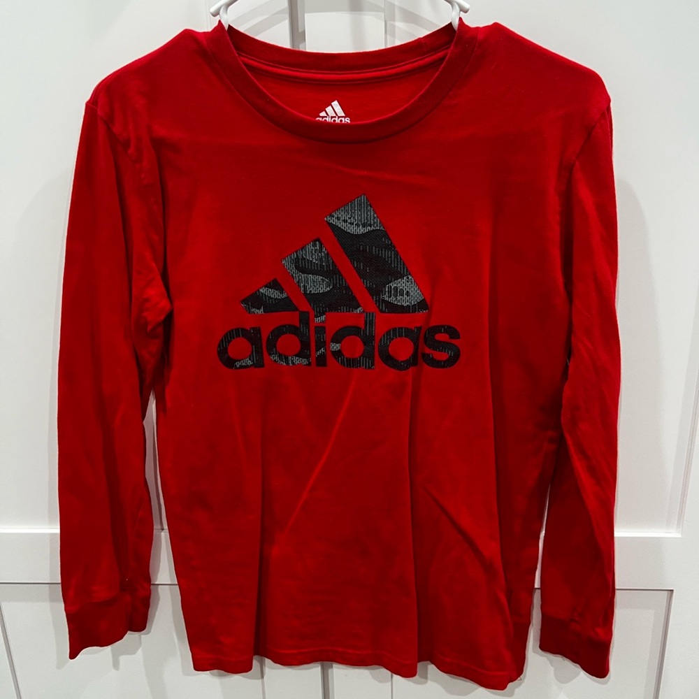 Adidas Red Long Sleeve Tee Vibrant Athletic Style